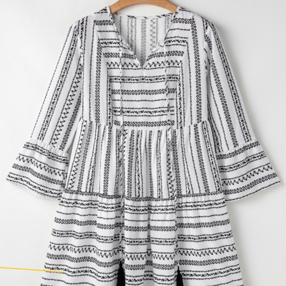 Black and White Striped Women's Dress